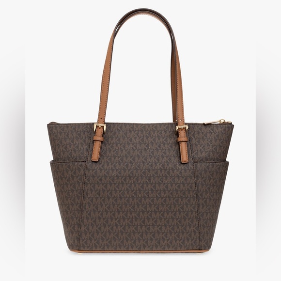 Women’s Handbag MICHAEL KORS Jet Set Leather Tote Brown Acorn AUTHENTIC NWT - Picture 6 of 11